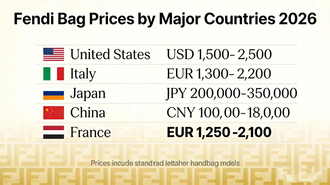 fendi bag prices by major countries 2026
