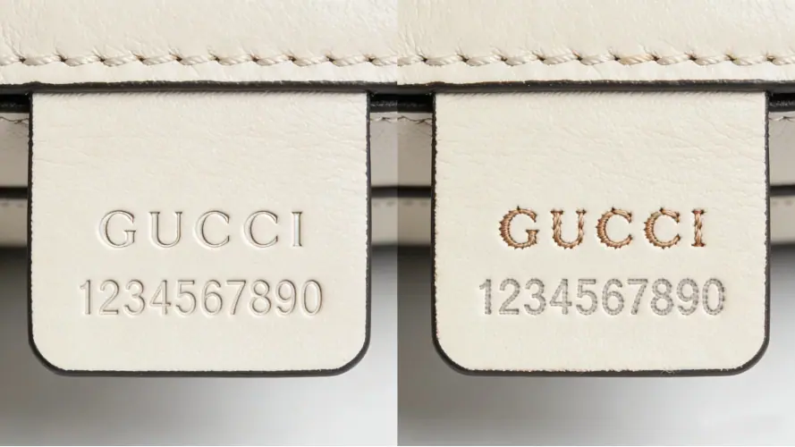 real vs fake gucci handbag logo stitching serial number