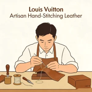 Louis Vuitton craftsperson hand-stitching leather