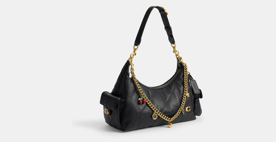 COACH Pocket Juliet 手袋 30 绗缝挂饰款 黑色单肩包 30.5 厘米