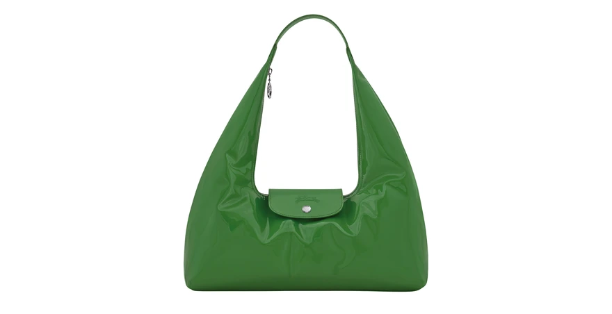 Longchamp Le Pliage Xtra L 单肩包 绿色高亮漆皮 39 厘米宽