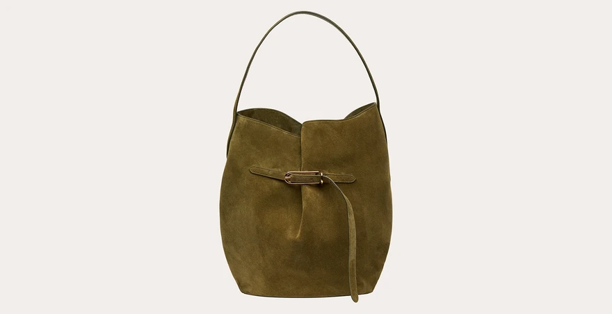 Little Liffner Belted Bucket Bag Large 军绿绒面束口桶包
