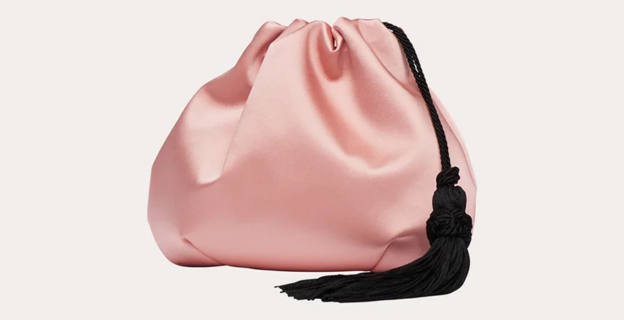 Little Liffner Tassel Pouch 流苏抽绳手袋 粉色缎面 23 厘米宽