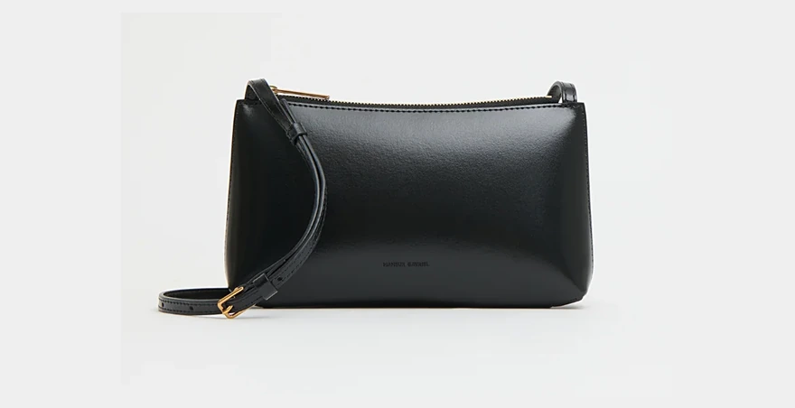 Mansur Gavriel Mini Gaia 斜挎包 黑色 Spazzalato 皮 20 厘米宽