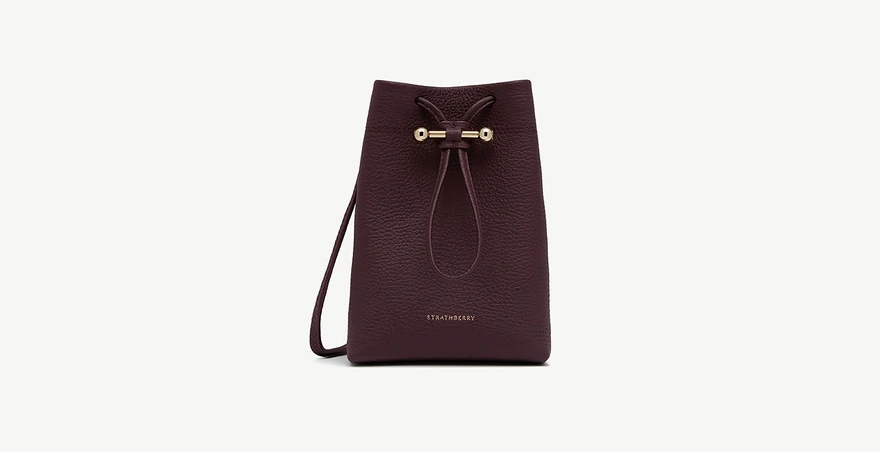 Strathberry Osette Midi Pouch 手袋 勃艮第色粒面小牛皮 16.5 厘米高